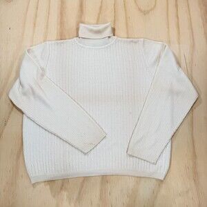 100% New Merino Wool Lord & Taylor Knit Sweater Women High Neck Cream Size XL
